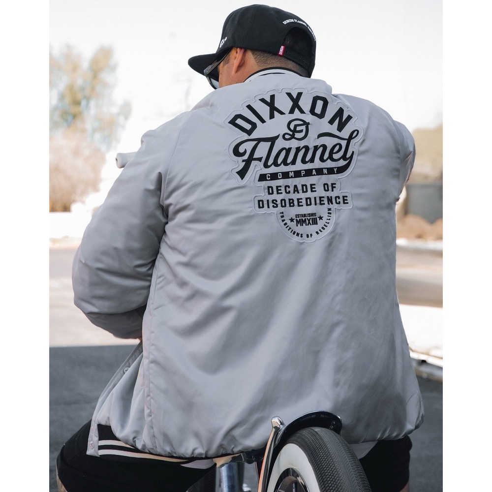 Dixxon‎ Flannel Company Jacket Pastime Nylon Varsity Jacket Gray Men's XL NWT